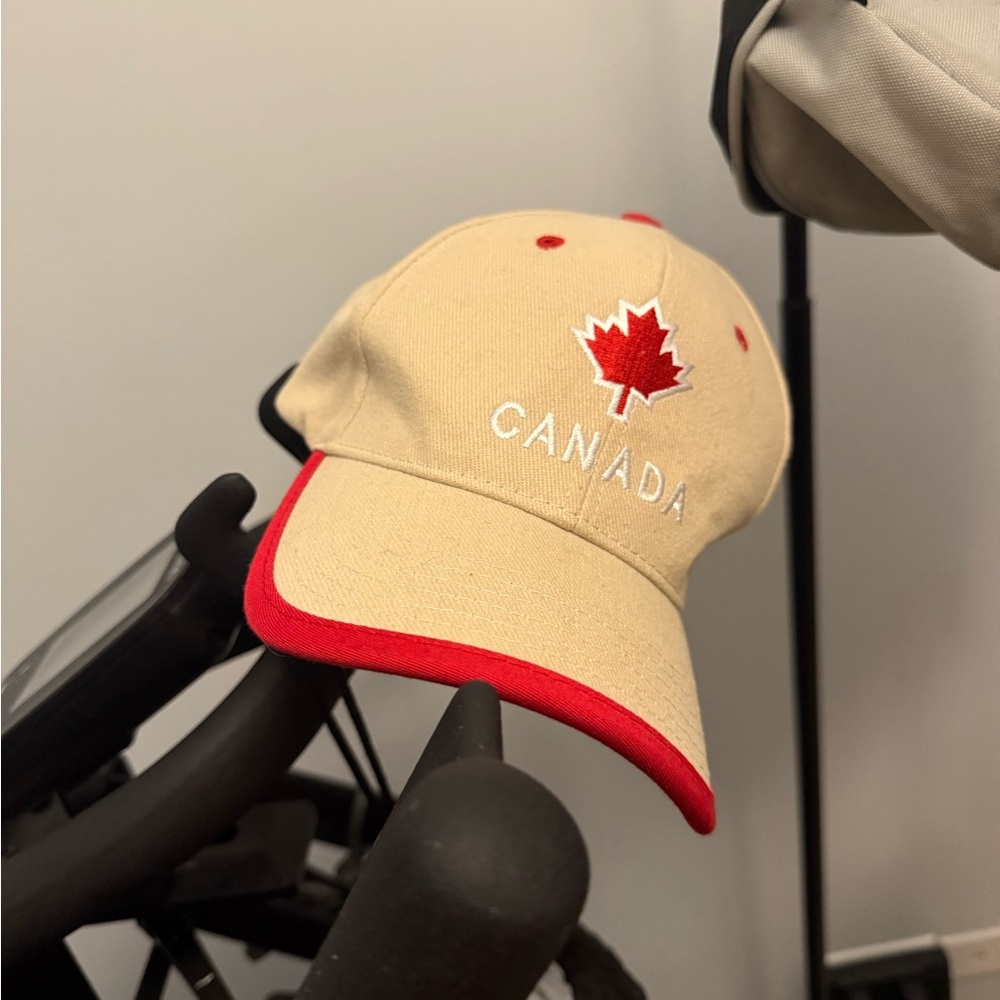Beige and Red Canada unisex Baseball Cap (adjustable)